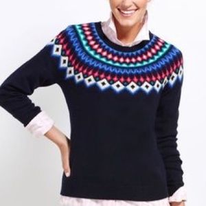 Vineyard Vines 100% Lambswool Navy Blue Seaside Fair Isle Sweater